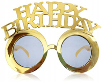 Okulary Happy Birthday, złote