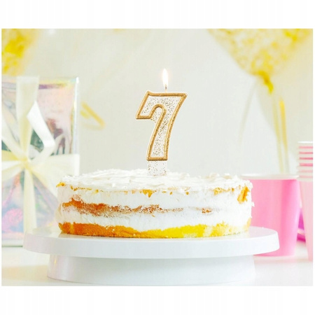 Świeczka B&C cyferka "7", złoty kontur