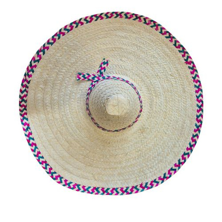Sombrero meksykańskie duże 65 cm naturalne kolorowa lamówka