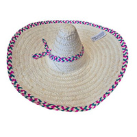 Sombrero meksykańskie duże 65 cm naturalne kolorowa lamówka