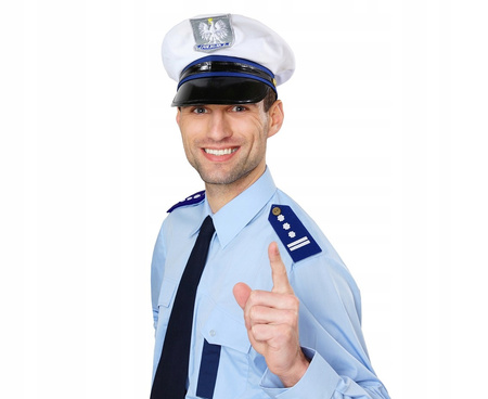 Czapka POLICJANTA, z pagonami Fotobudka Karnawał Kawalerskie