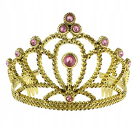 Diadem (korona) księżniczki z różowymi perłami-Uniwersalna