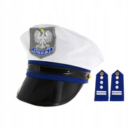 Czapka POLICJANTA, z pagonami Fotobudka Karnawał Kawalerskie