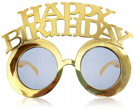 Okulary Happy Birthday, złote