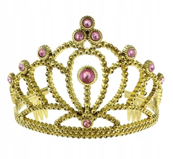 Diadem (korona) księżniczki z różowymi perłami-Uniwersalna