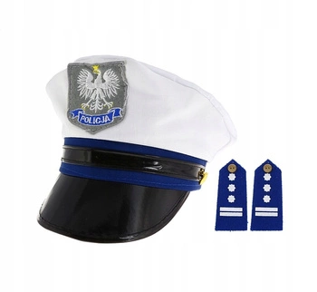 Czapka POLICJANTA, z pagonami Fotobudka Karnawał Kawalerskie