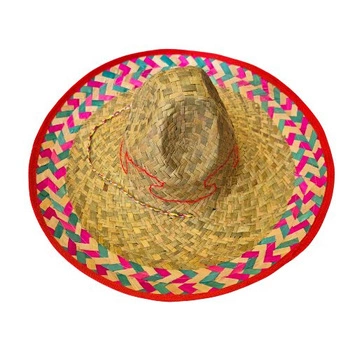 Sombrero meksykańskie słomiane kolorowe 52cm