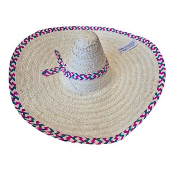 Sombrero meksykańskie duże 65 cm naturalne kolorowa lamówka